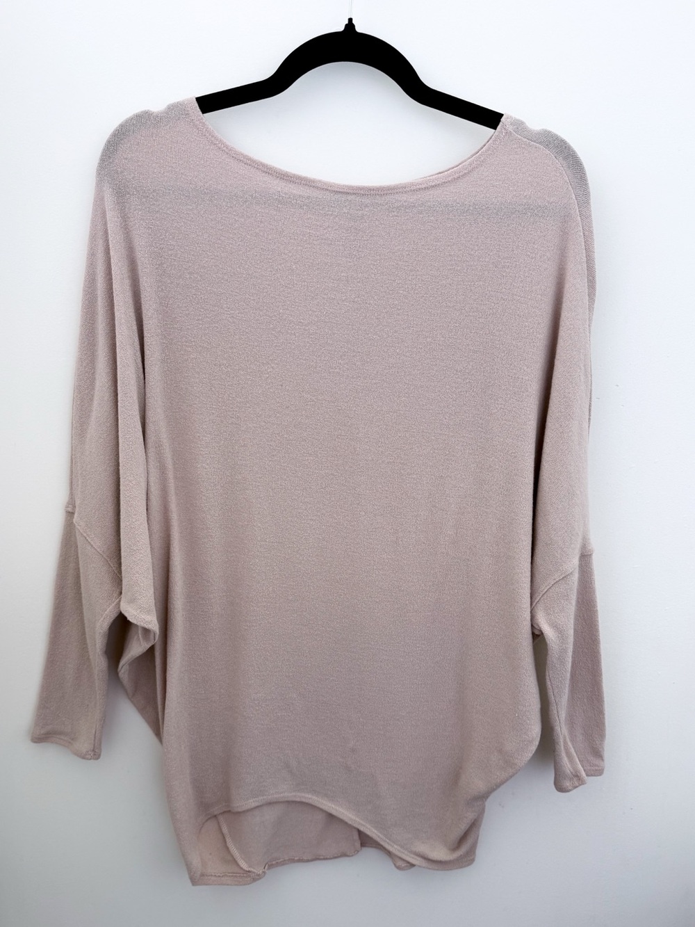 Jolie Blush Beige Dolman Sleeve Knit Top Oversized Boat Neck One Size - Picture 2 of 8